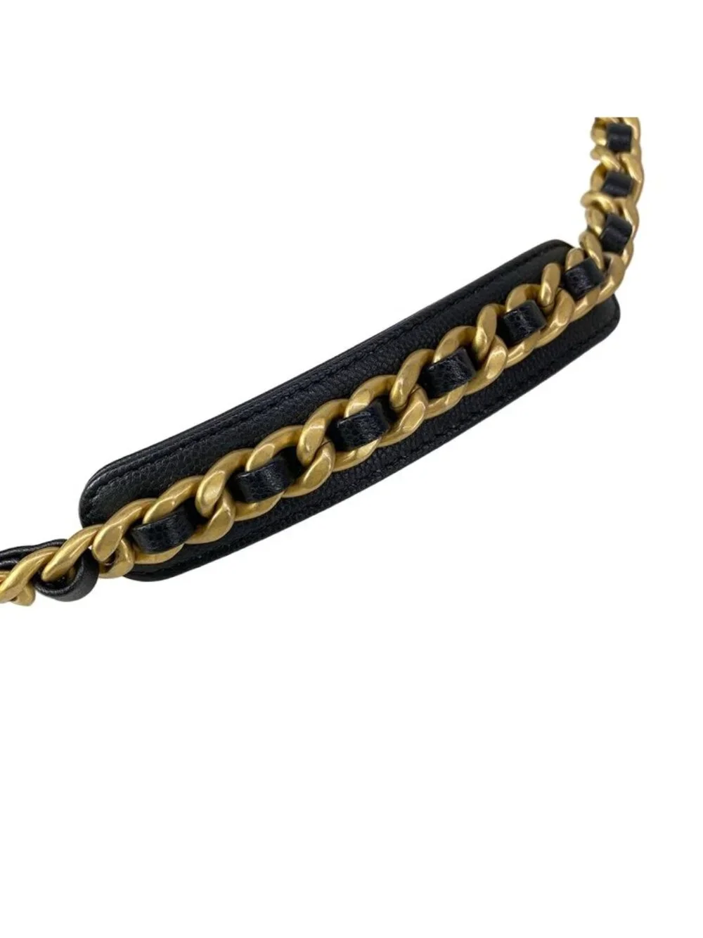 Chanel Shoulder Bag 25 Black Chain Vintage Gold Metal